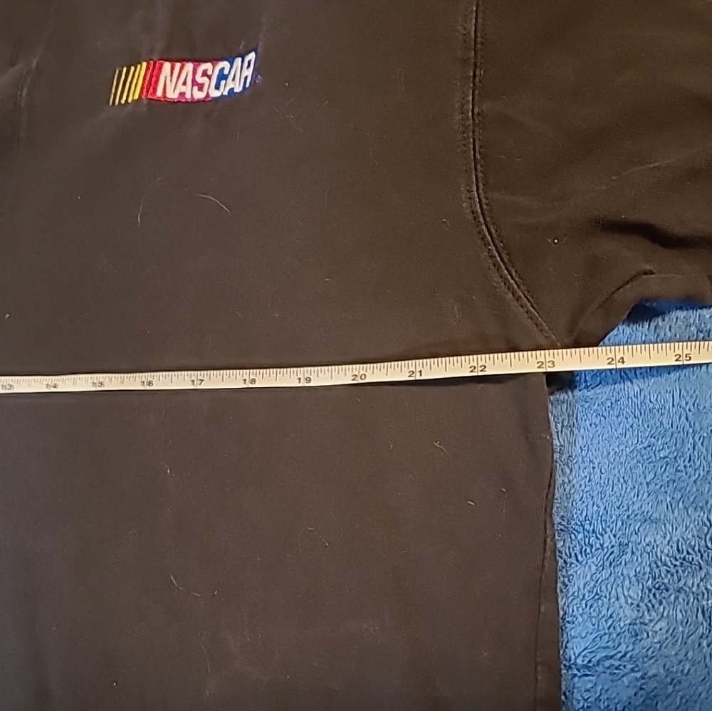 Nascar Mens XL Blacked Chekered Collar & Hem Short Sleeve Polo Ash City Tag - Picture 3 of 6